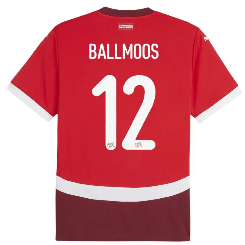 Danxen Kobiety Szwajcaria David Von Ballmoos #12 Czerwony Domowa Koszulka 24-26 Koszulki Klubowe