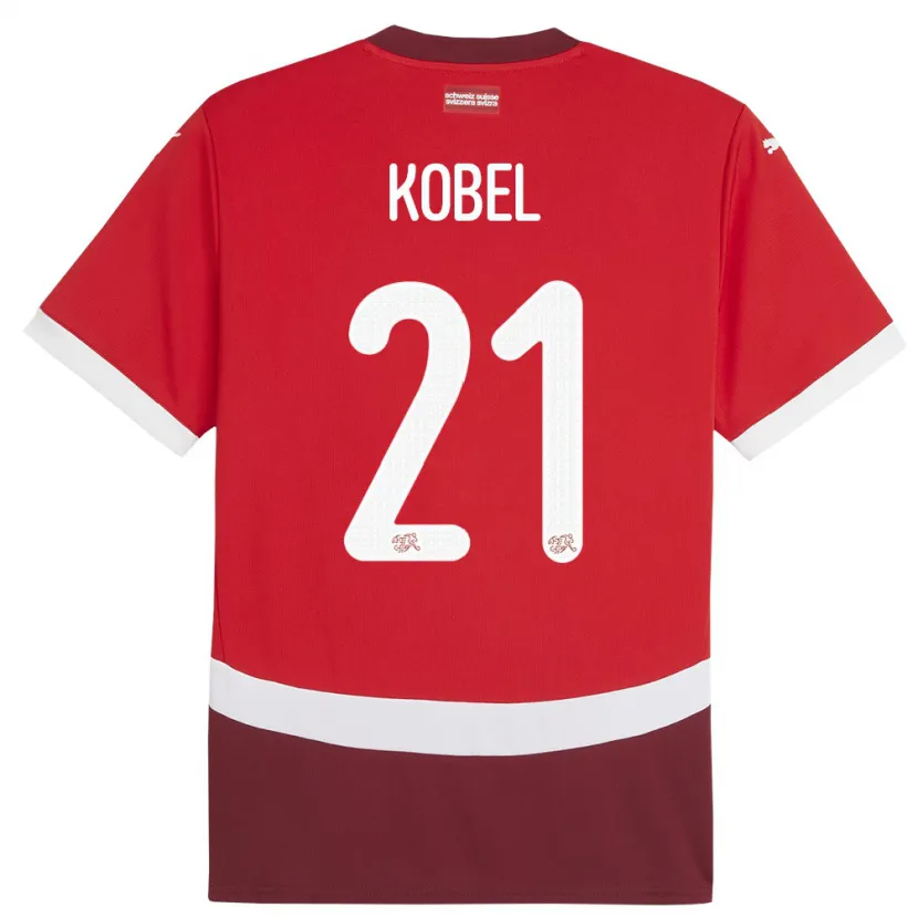 Danxen Kobiety Szwajcaria Gregor Kobel #21 Czerwony Domowa Koszulka 24-26 Koszulki Klubowe