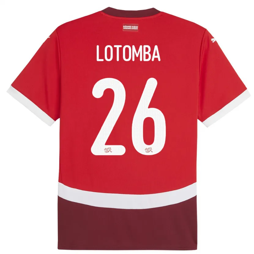 Danxen Kobiety Szwajcaria Jordan Lotomba #26 Czerwony Domowa Koszulka 24-26 Koszulki Klubowe