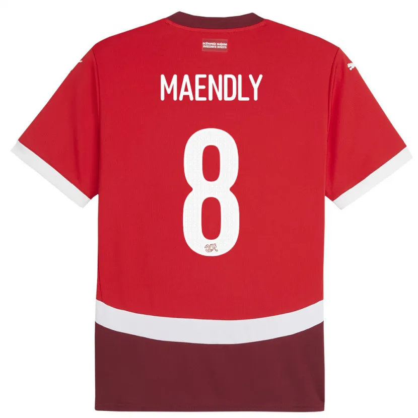 Danxen Kobiety Szwajcaria Sandy Maendly #8 Czerwony Domowa Koszulka 24-26 Koszulki Klubowe