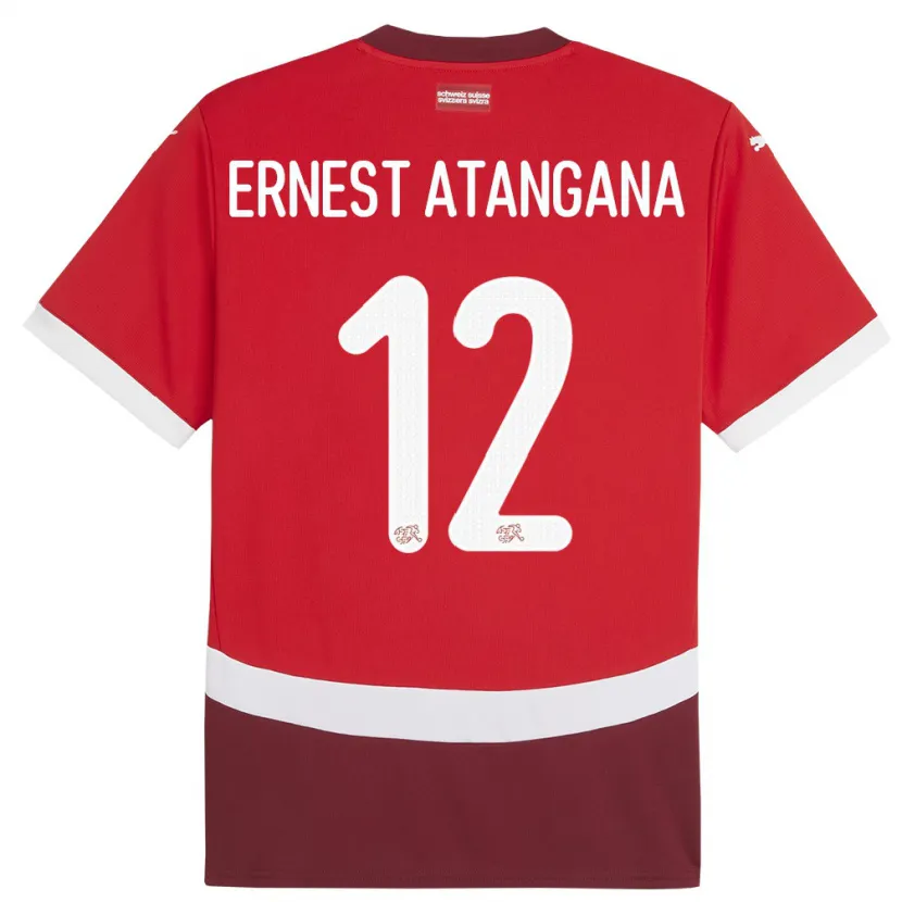 Danxen Kobiety Szwajcaria Brian Ernest Atangana #12 Czerwony Domowa Koszulka 24-26 Koszulki Klubowe