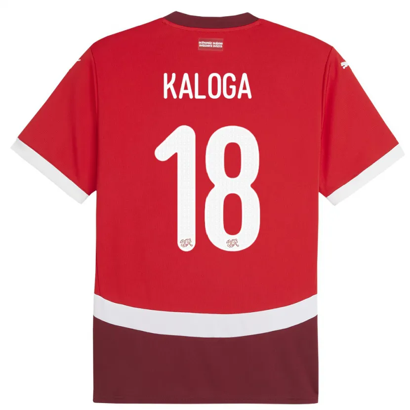 Danxen Kobiety Szwajcaria Issa Kaloga #18 Czerwony Domowa Koszulka 24-26 Koszulki Klubowe
