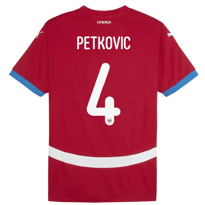Danxen Kobiety Serbia Nikola Petkovic #4 Czerwony Domowa Koszulka 24-26 Koszulki Klubowe