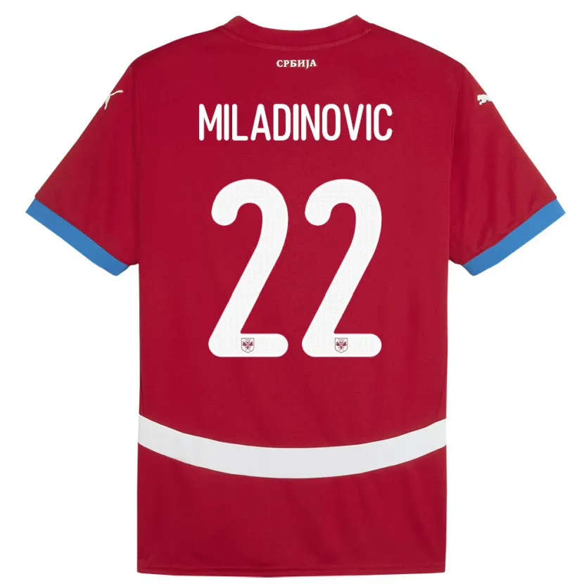 Danxen Kobiety Serbia Igor Miladinovic #22 Czerwony Domowa Koszulka 24-26 Koszulki Klubowe