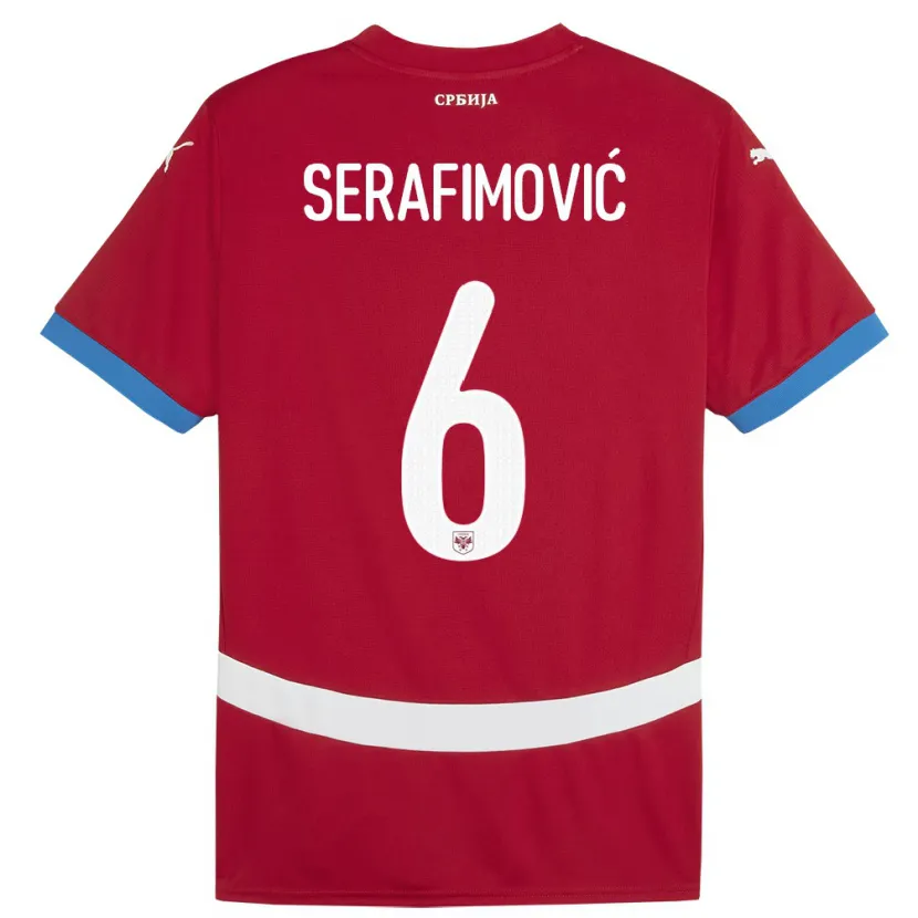 Danxen Kobiety Serbia Vojin Serafimovic #6 Czerwony Domowa Koszulka 24-26 Koszulki Klubowe