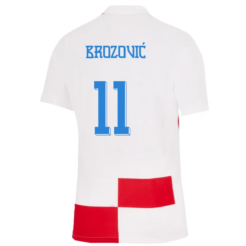 Danxen Kobiety Chorwacja Marcelo Brozovic #11 Biało - Czerwony Domowa Koszulka 24-26 Koszulki Klubowe