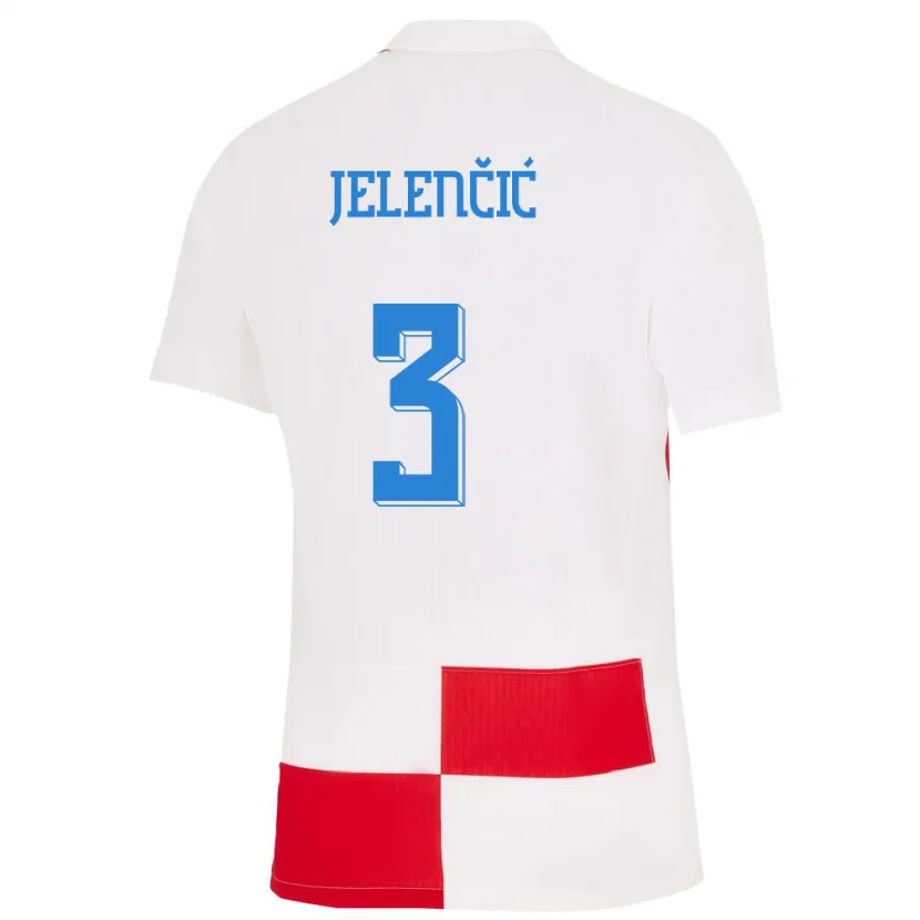 Danxen Kobiety Chorwacja Ana Jelencic #3 Biało - Czerwony Domowa Koszulka 24-26 Koszulki Klubowe