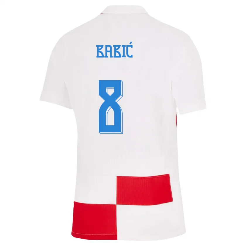 Danxen Kobiety Chorwacja Andro Babic #8 Biało - Czerwony Domowa Koszulka 24-26 Koszulki Klubowe