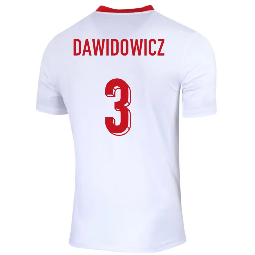 Danxen Kobiety Polska Pawel Dawidowicz #3 Biały Domowa Koszulka 24-26 Koszulki Klubowe