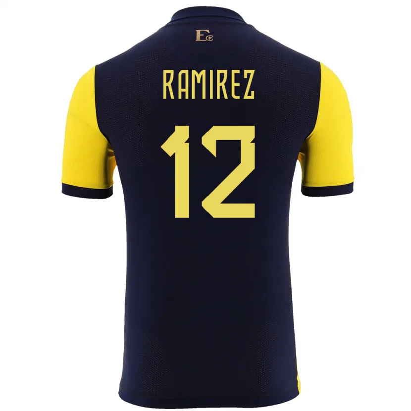 Danxen Kobiety Ecuador Moises Ramirez #12 Żółty Domowa Koszulka 24-26 Koszulki Klubowe