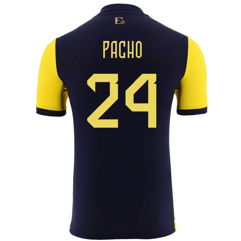 Danxen Kobiety Ecuador William Pacho #24 Żółty Domowa Koszulka 24-26 Koszulki Klubowe