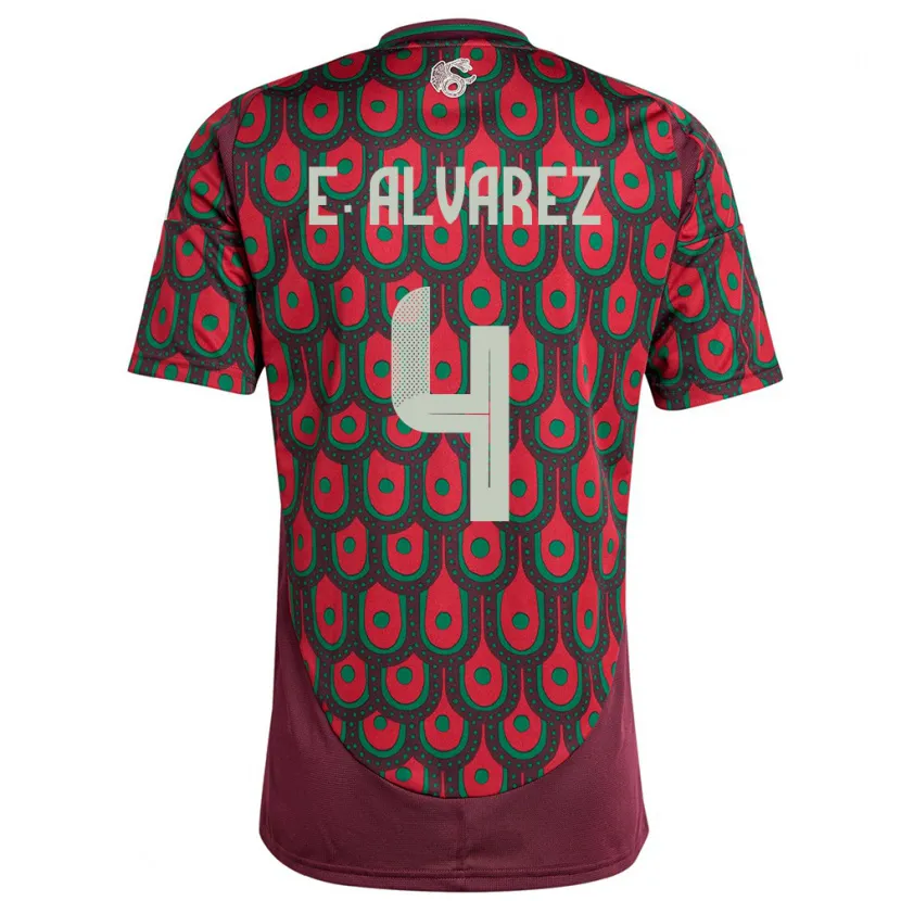 Danxen Kobiety Meksyk Edson Alvarez #4 Kasztanowaty Domowa Koszulka 24-26 Koszulki Klubowe