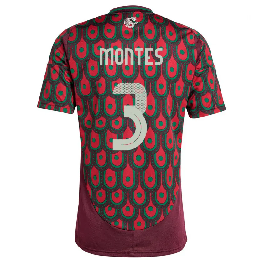 Danxen Kobiety Meksyk Cesar Montes #3 Kasztanowaty Domowa Koszulka 24-26 Koszulki Klubowe