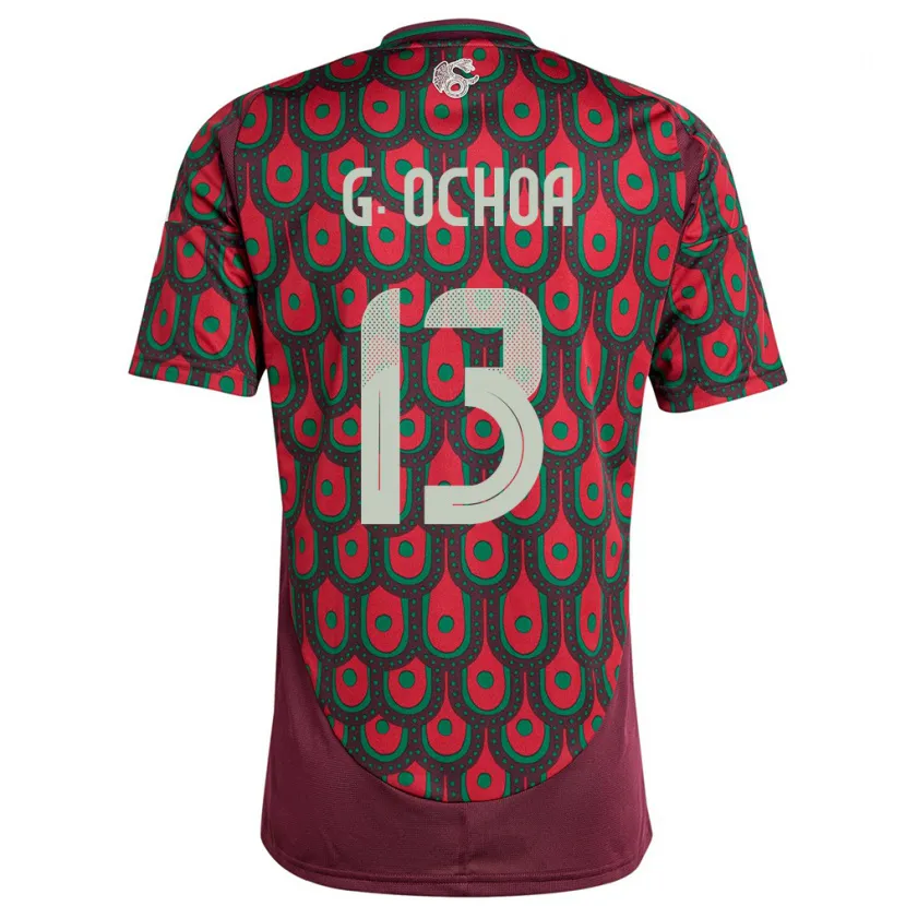 Danxen Kobiety Meksyk Guillermo Ochoa #13 Kasztanowaty Domowa Koszulka 24-26 Koszulki Klubowe