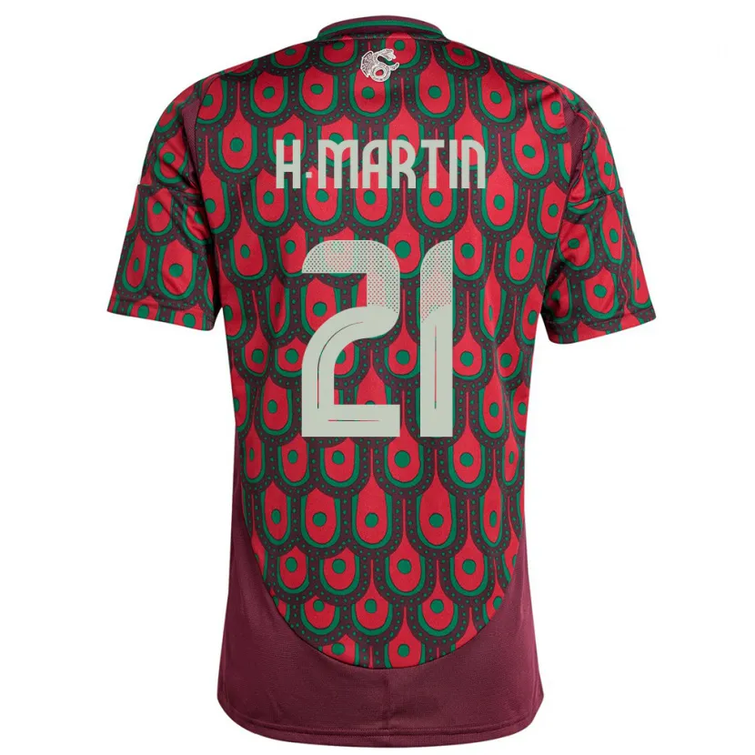 Danxen Kobiety Meksyk Henry Martin #21 Kasztanowaty Domowa Koszulka 24-26 Koszulki Klubowe