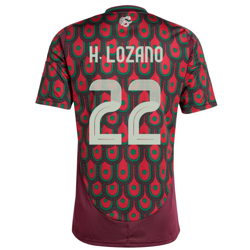 Danxen Kobiety Meksyk Hirving Lozano #22 Kasztanowaty Domowa Koszulka 24-26 Koszulki Klubowe