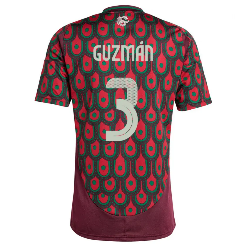 Danxen Kobiety Meksyk Victor Guzman #3 Kasztanowaty Domowa Koszulka 24-26 Koszulki Klubowe