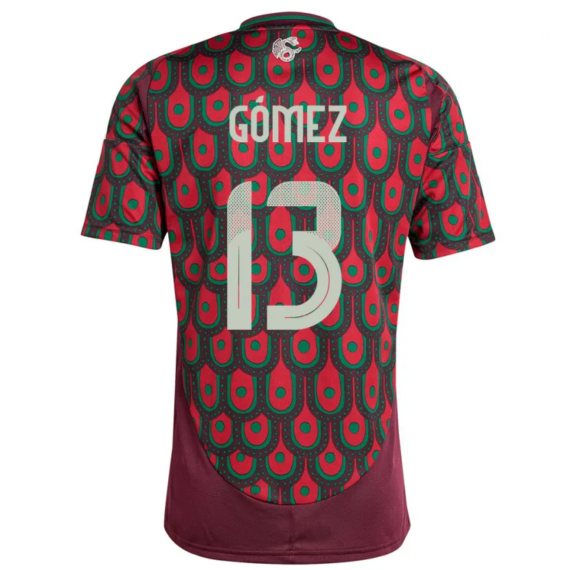 Danxen Kobiety Meksyk Diego Gomez #13 Kasztanowaty Domowa Koszulka 24-26 Koszulki Klubowe
