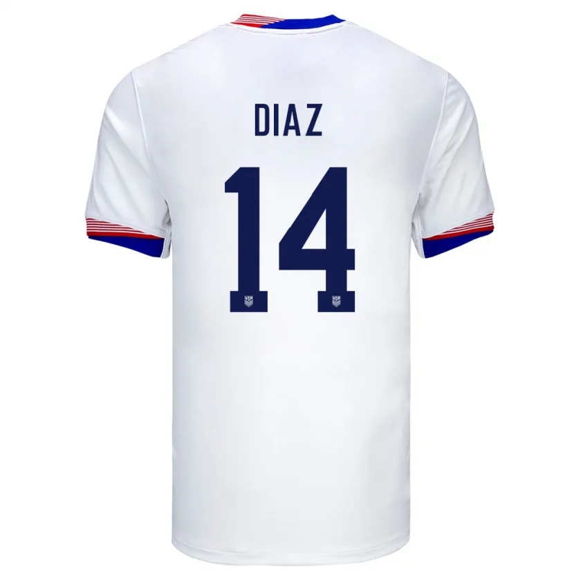 Danxen Kobiety Stany Zjednoczone Christian Diaz #14 Biały Domowa Koszulka 24-26 Koszulki Klubowe