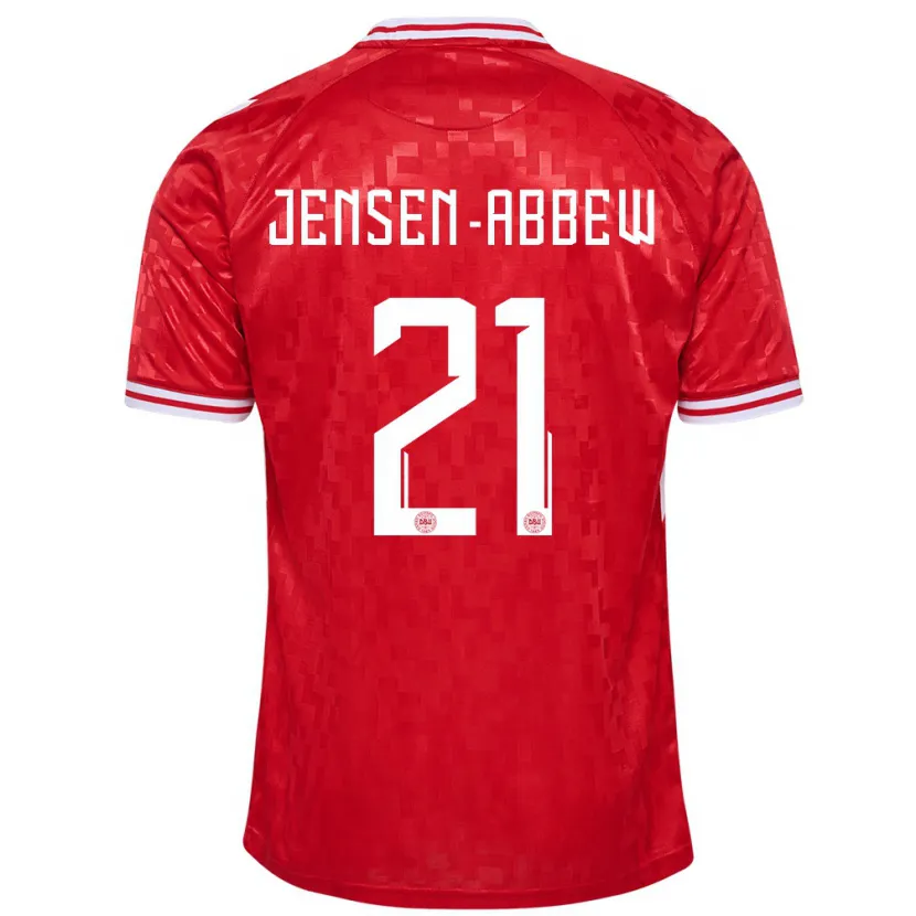 Danxen Kobiety Dania Jonas Jensen-Abbew #21 Czerwony Domowa Koszulka 24-26 Koszulki Klubowe