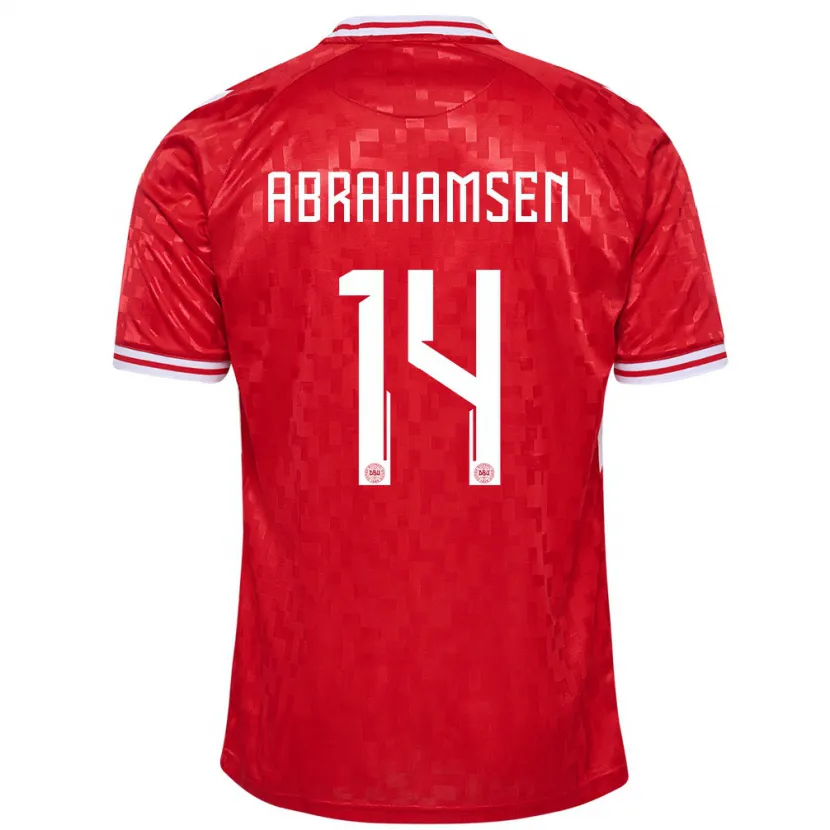 Danxen Kobiety Dania Mads Abrahamsen #14 Czerwony Domowa Koszulka 24-26 Koszulki Klubowe