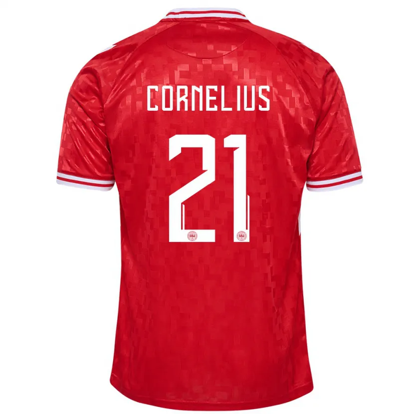 Danxen Kobiety Dania Andreas Cornelius #21 Czerwony Domowa Koszulka 24-26 Koszulki Klubowe