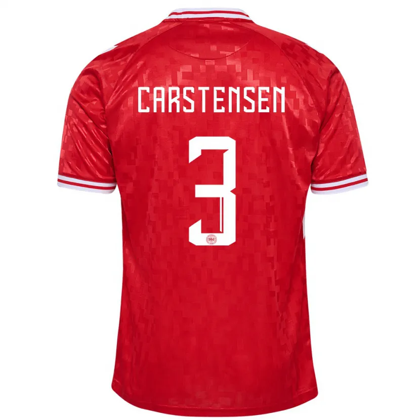 Danxen Kobiety Dania Rasmus Carstensen #3 Czerwony Domowa Koszulka 24-26 Koszulki Klubowe