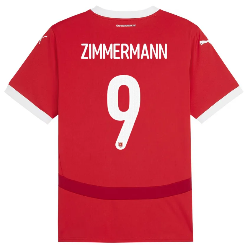 Danxen Kobiety Austria Bernhard Zimmermann #9 Czerwony Domowa Koszulka 24-26 Koszulki Klubowe