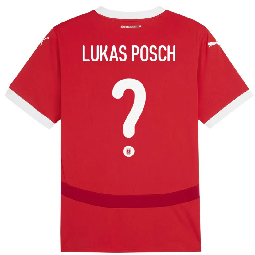 Danxen Kobiety Austria Lukas Posch #0 Czerwony Domowa Koszulka 24-26 Koszulki Klubowe