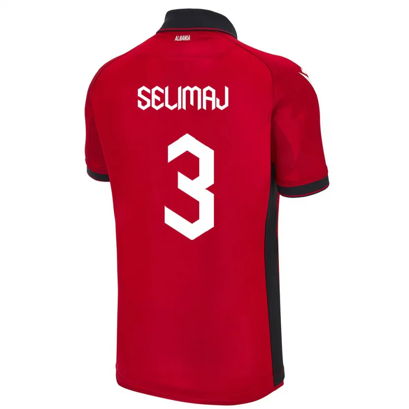 Danxen Kobiety Albania Ermis Selimaj #3 Czerwony Domowa Koszulka 24-26 Koszulki Klubowe