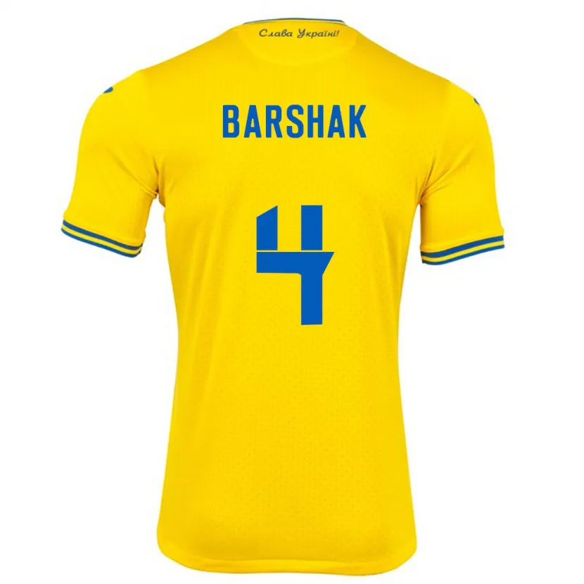 Danxen Kobiety Ukraina Maksym Barshak #4 Żółty Domowa Koszulka 24-26 Koszulki Klubowe