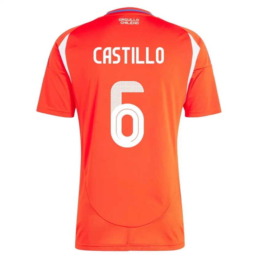 Danxen Kobiety Chile Cristóbal Castillo #6 Czerwony Domowa Koszulka 24-26 Koszulki Klubowe