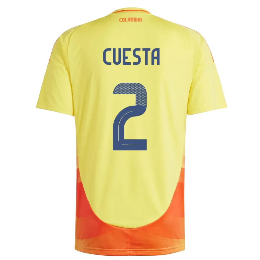 Danxen Kobiety Kolumbia Carlos Cuesta #2 Żółty Domowa Koszulka 24-26 Koszulki Klubowe
