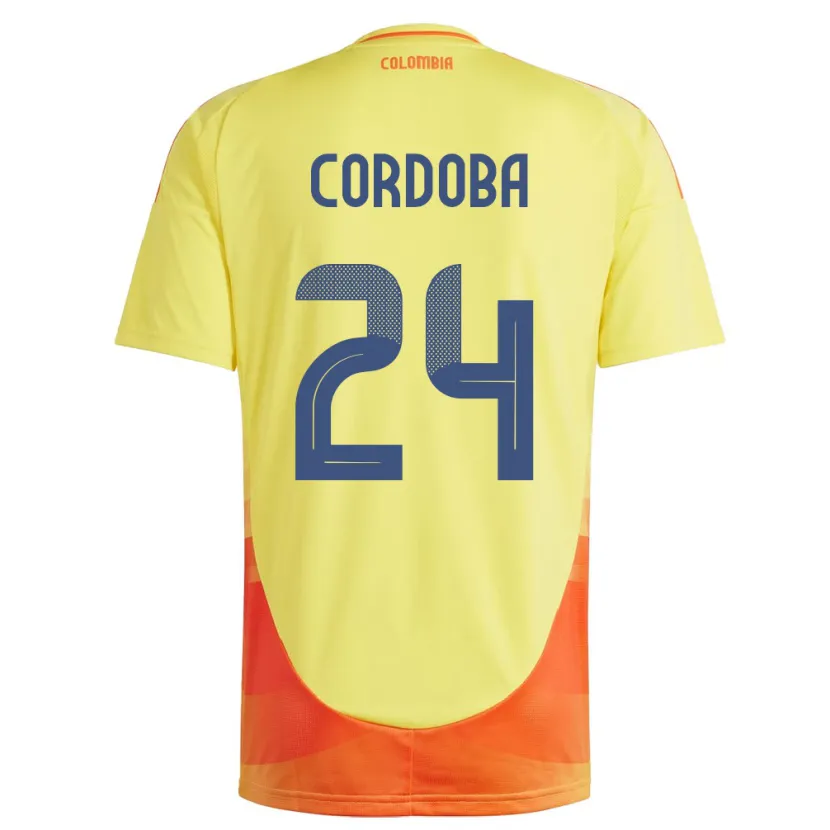 Danxen Kobiety Kolumbia Jhon Córdoba #24 Żółty Domowa Koszulka 24-26 Koszulki Klubowe