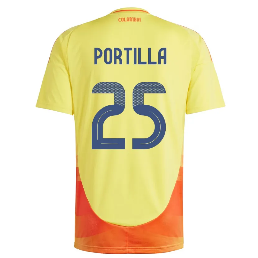 Danxen Kobiety Kolumbia Juan Portilla #25 Żółty Domowa Koszulka 24-26 Koszulki Klubowe