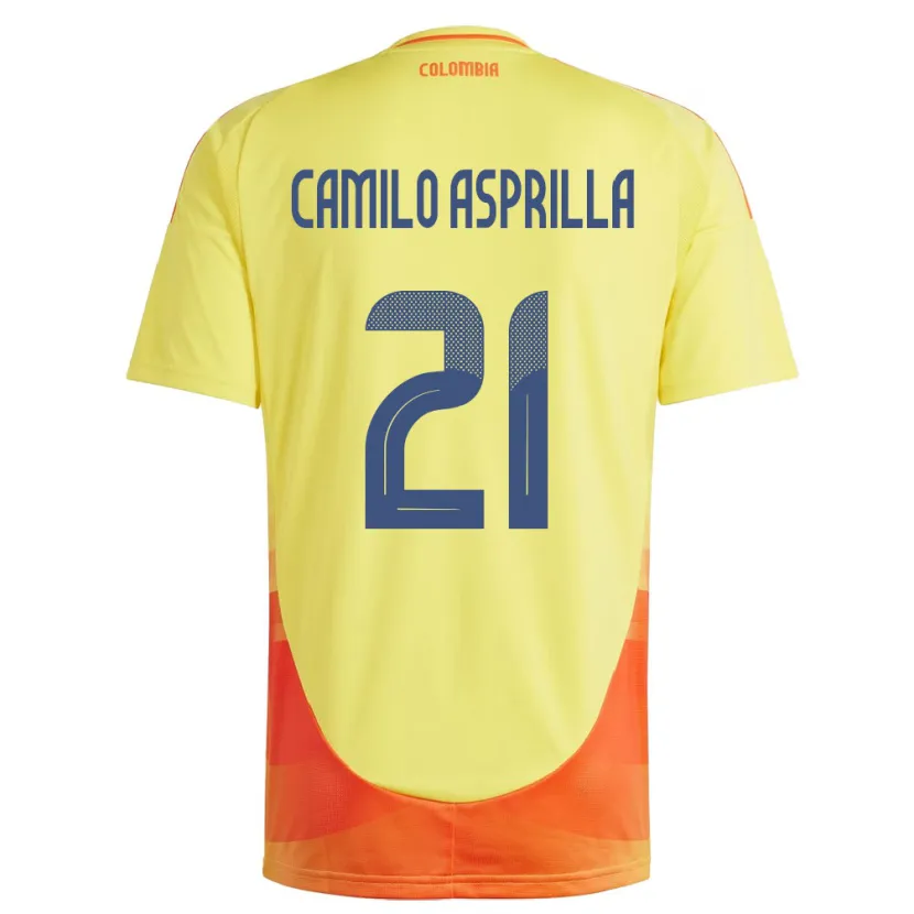 Danxen Kobiety Kolumbia Juan Camilo Asprilla #21 Żółty Domowa Koszulka 24-26 Koszulki Klubowe