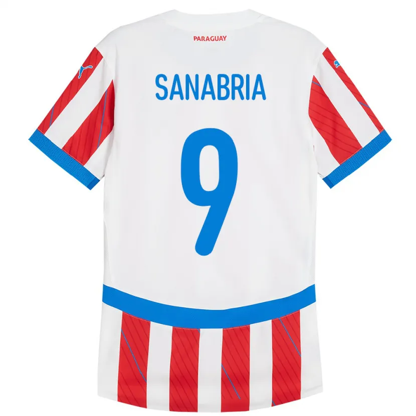 Danxen Kobiety Paragwaj Antonio Sanabria #9 Biało - Czerwony Domowa Koszulka 24-26 Koszulki Klubowe