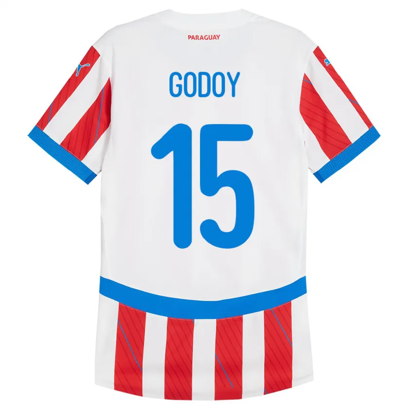Danxen Kobiety Paragwaj Fanny Godoy #15 Biało - Czerwony Domowa Koszulka 24-26 Koszulki Klubowe