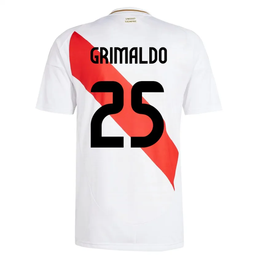 Danxen Kobiety Peru Joao Grimaldo #25 Biały Domowa Koszulka 24-26 Koszulki Klubowe