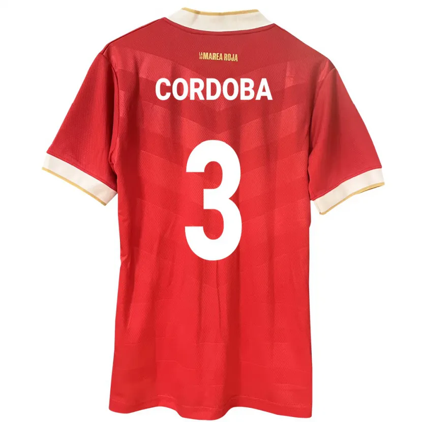 Danxen Kobiety Panama José Córdoba #3 Czerwony Domowa Koszulka 24-26 Koszulki Klubowe