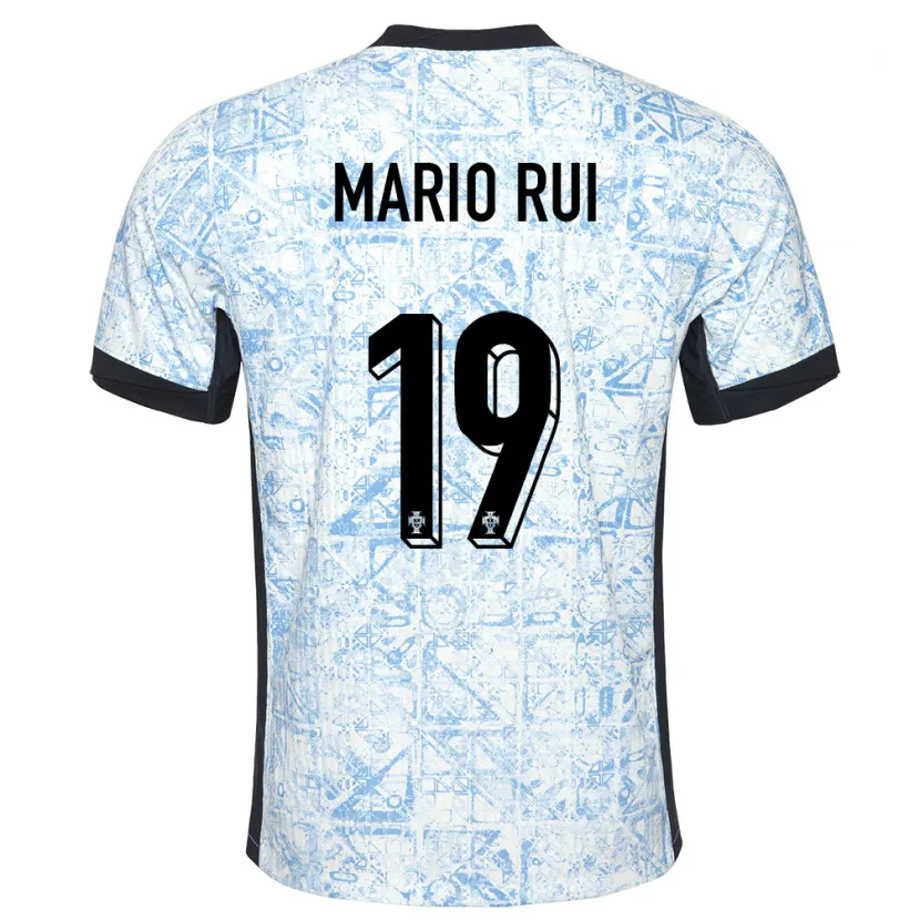 Danxen Kobiety Portugalia Mario Rui #19 Kremowy Niebieski Wyjazdowa Koszulka 24-26 Koszulki Klubowe