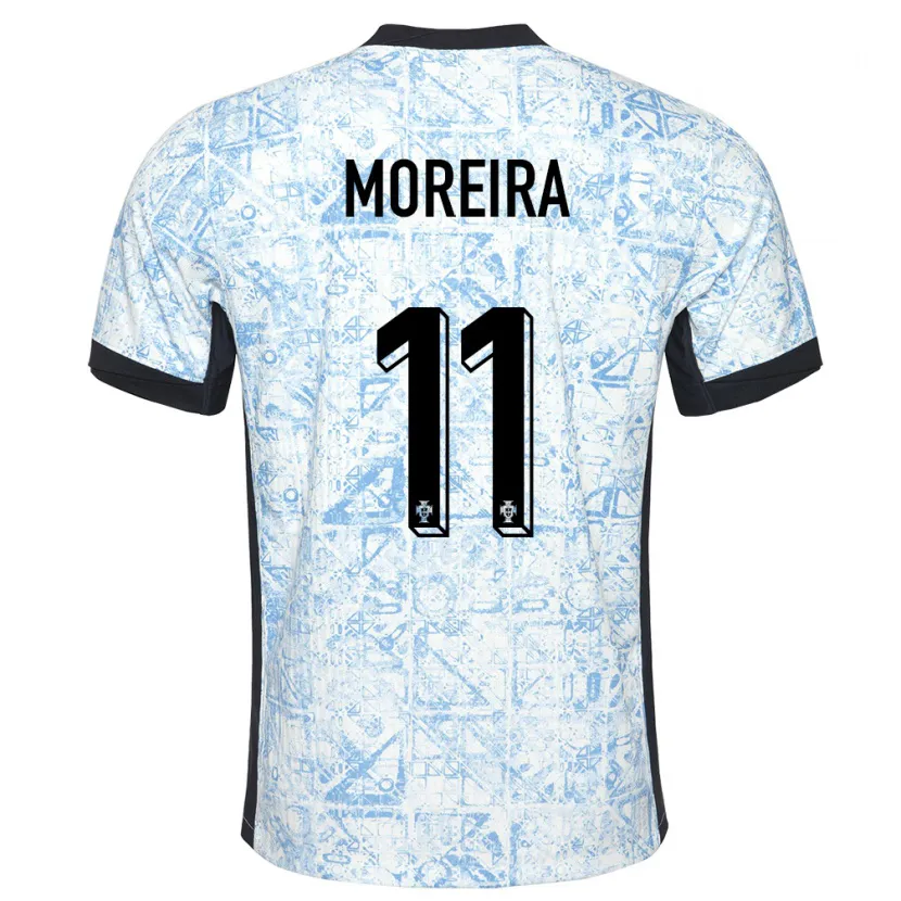 Danxen Kobiety Portugalia Diego Moreira #11 Kremowy Niebieski Wyjazdowa Koszulka 24-26 Koszulki Klubowe