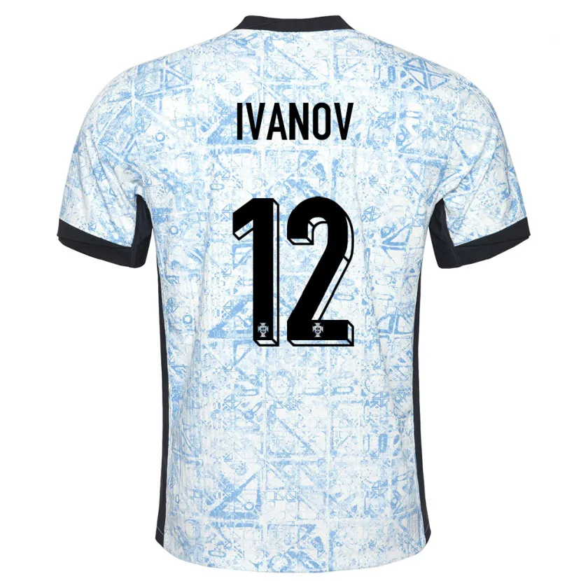Danxen Kobiety Portugalia David Ivanov #12 Kremowy Niebieski Wyjazdowa Koszulka 24-26 Koszulki Klubowe