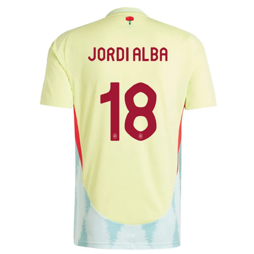 Danxen Kobiety Hiszpania Jordi Alba #18 Żółty Wyjazdowa Koszulka 24-26 Koszulki Klubowe