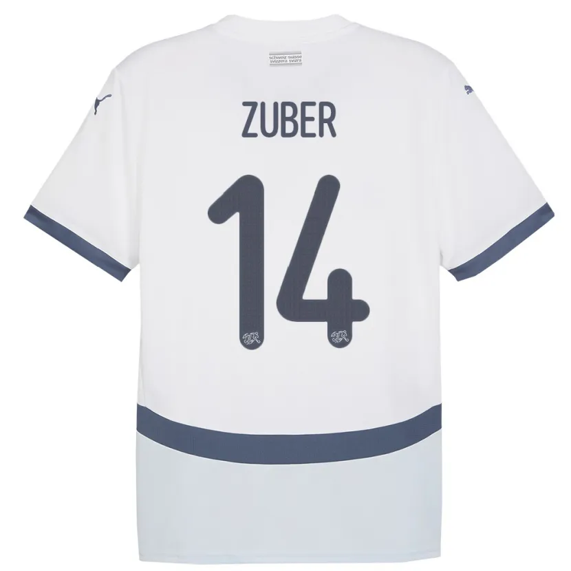 Danxen Kobiety Szwajcaria Steven Zuber #14 Biały Wyjazdowa Koszulka 24-26 Koszulki Klubowe