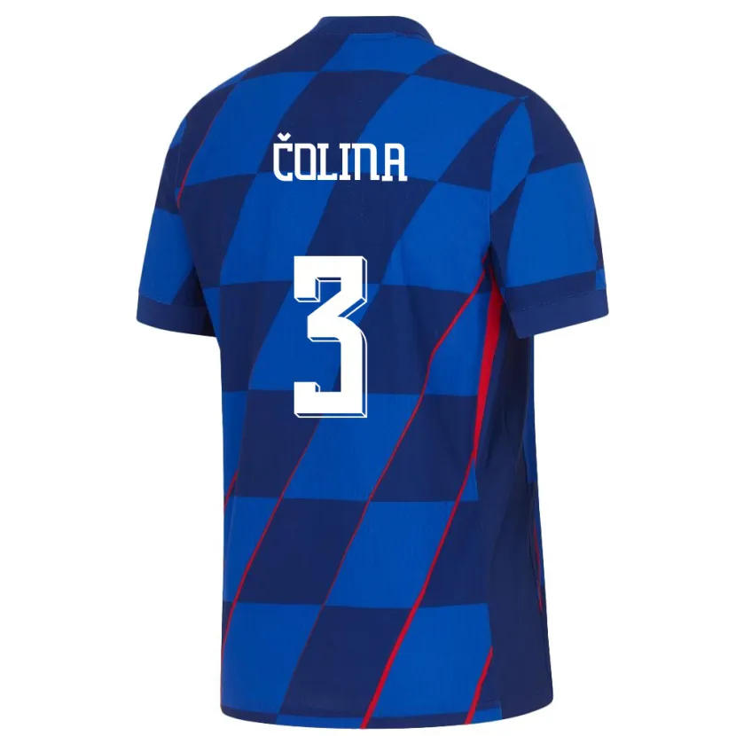 Danxen Kobiety Chorwacja David Colina #3 Niebieski Wyjazdowa Koszulka 24-26 Koszulki Klubowe