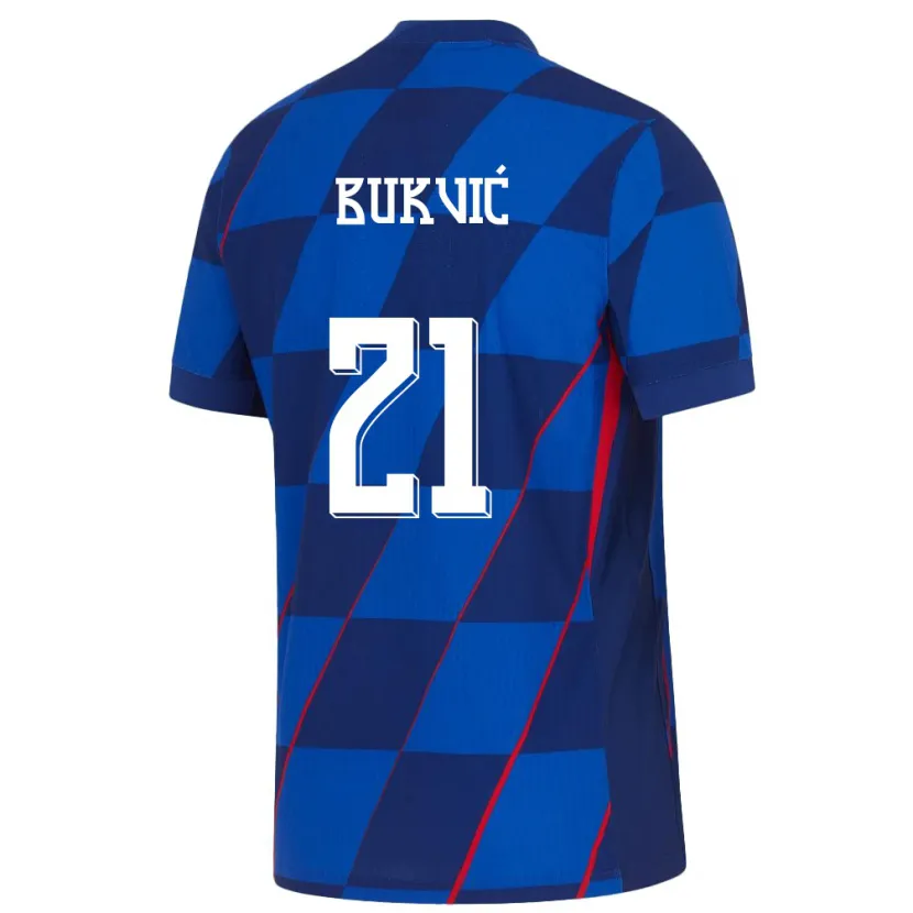 Danxen Kobiety Chorwacja Domagoj Bukvic #21 Niebieski Wyjazdowa Koszulka 24-26 Koszulki Klubowe