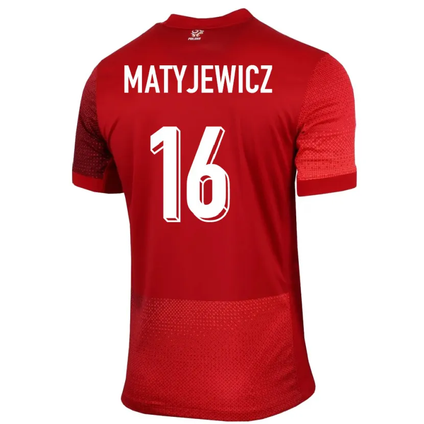 Danxen Kobiety Polska Wiktor Matyjewicz #16 Czerwony Wyjazdowa Koszulka 24-26 Koszulki Klubowe