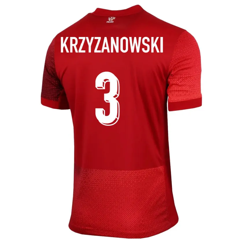 Danxen Kobiety Polska Jakub Krzyzanowski #3 Czerwony Wyjazdowa Koszulka 24-26 Koszulki Klubowe