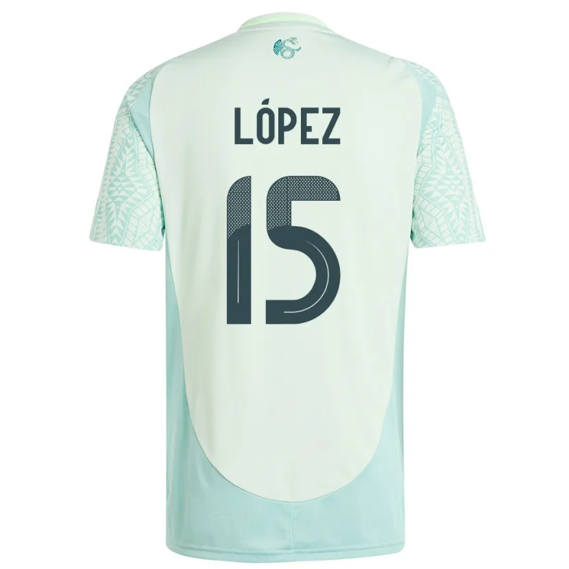 Danxen Kobiety Meksyk Everardo Lopez #15 Lniana Zieleń Wyjazdowa Koszulka 24-26 Koszulki Klubowe